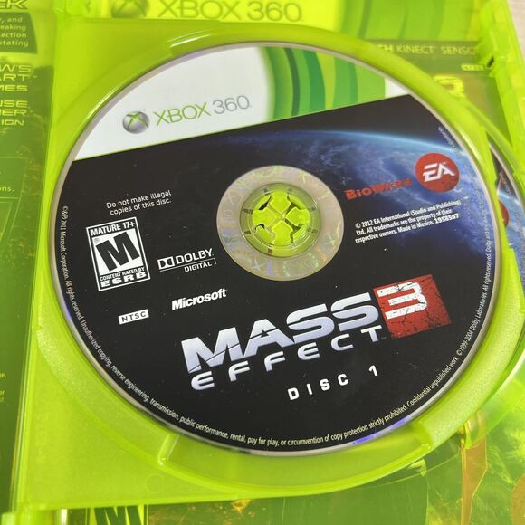 Mass Effect 3 (Xbox 360, 2012) Complete 2 Disc Game Tested/Working -CIB -Kinect - Picture 9 of 12